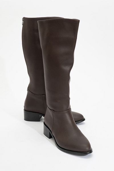 LuviShoes SVETLO Καφέ Δερμάτινες Γυναικείες Μπότες με Πίσω Φερμουάρ