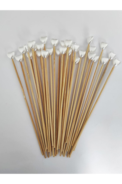 BEYHAN BAYHAN 15 Cm Uzun Kürdan - 30 Adet Kalp Incili Kokteyl Karıştırıcı - S...