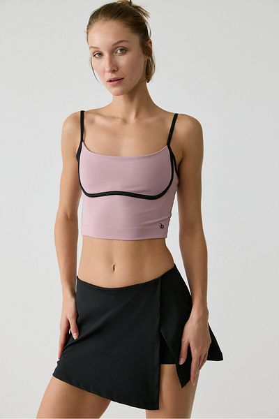 Urban Beat SHAVONTE Urbanbeat Damen-Bustier mit Hosenträgern und Paspelierung in Dusty Rose