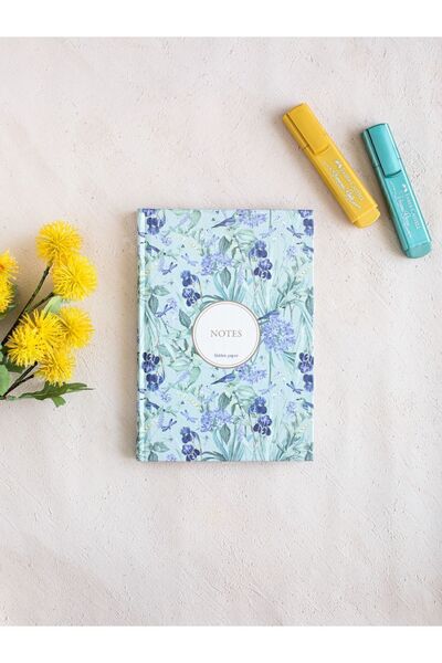 hiddenpaperco Çiçekli Bez Ciltli Defter / Çizgisiz