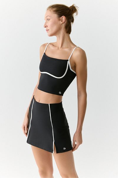 Urban Beat SHAVONTE Urbanbeat Damen-Bustier mit Hosenträgern und Paspelierung in Schwarz