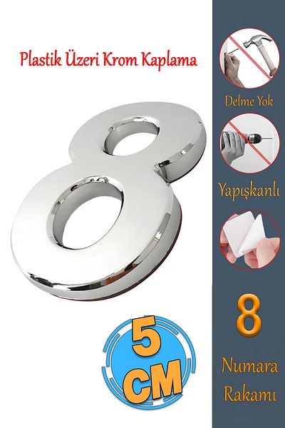 Badem10 Cromat Colorat 50 mm Ușă Număr - 8 Numere Dimensiune Mică Numere Adezive 1 Buc