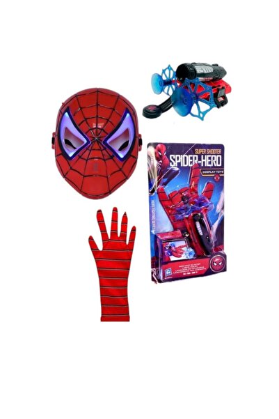hopsende Spiderman Ağ Fırlatan Ok Atan Eldiven Ve Işıklı Örümcek Adam Maskesi