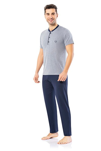 ERDEM İÇ GİYİM Erdem Mavi Erkek Yazlık Pijama Takımı 2022-41