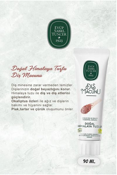 Eyüp Sabri Tuncer Eyüp Sabri Tuncer Vegan Gluten Free Toothpasts (Himalayan,Aloe Vera,Misvak,Walnut,Carnil 90 ml)