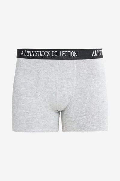 ALTINYILDIZ CLASSICS Men's Premium Cotton Grey 2 Pack Standard Fit Regular Fit Patterned Stretchy Boxer Pack