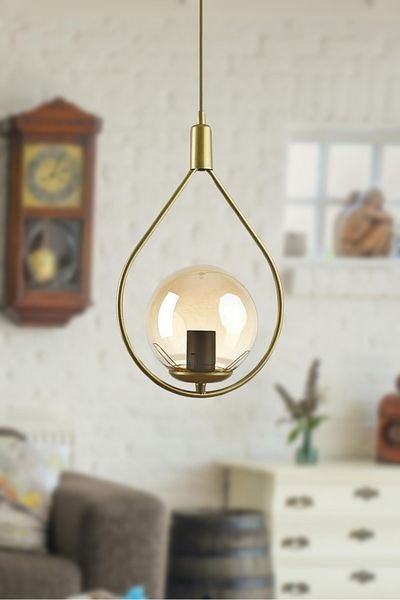 Modavize Deco Special Design Doorway Hall Living Room - Kitchen - Cafe Antique Color Honey Glass Single Chandelier
