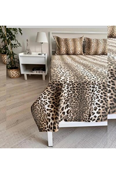 VODDİ Leopard Pattern Double Size Flat Bed Sheet 220X240 cm