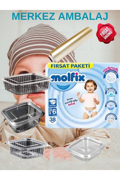 Molfix Size 6 Baby Diapers - 38 Pcs, 30X150 Gida Stretch, 750 Flat Cover, 375 and 250 Sizidrmaz 10 Ar Pieces