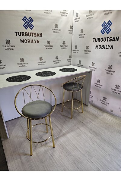 turgutsan mobilya Bar Sandalyesi Bar Taburesi 65 Cm Gri Kumaş