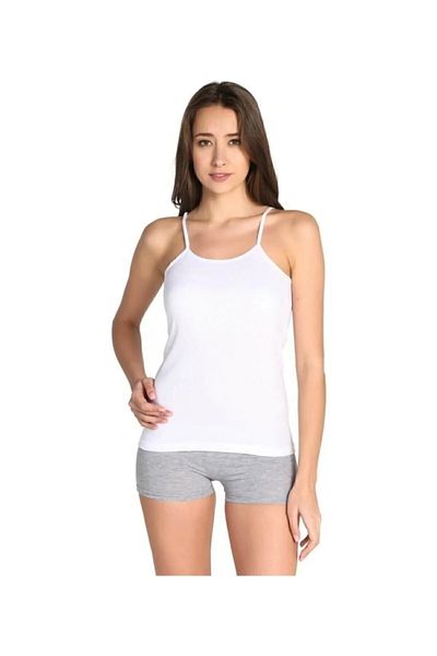 KEYAL Tutku Tutku Women's White 6-Pack Cotton Ribbed Rope Strap Undershirt