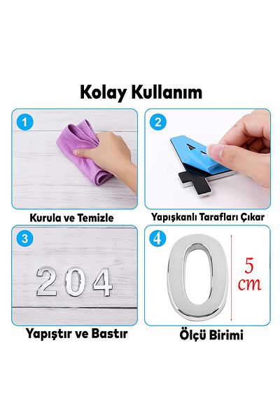 Badem10 Numărul ușii colorat cromat - Adeziv Dimensiune mică 50 mm, 5 cm, 0 cifre, număr zero 1 bucată