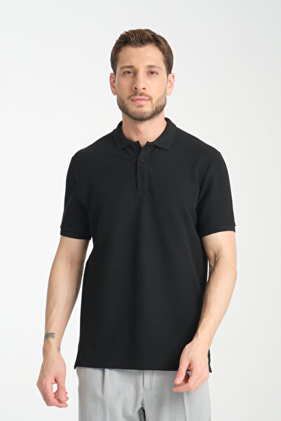 Frappoli Ανδρικό μπλουζάκι με γιακά πόλο με εύκαμπτο πλεκτό κουμπί 100% βαμβάκι