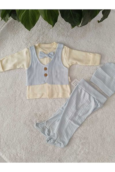 Store Blue Bow Tie and Vest Detailed Hospital Release for Baby Boy