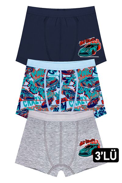 Öts Boy's 3-Piece Colorful Printed Cotton Lycra Boxer