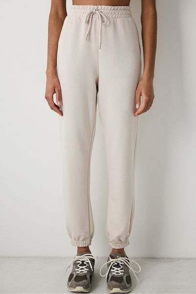 Penti Beigefarbene Jogginghose mit hoher Taille und Taschen