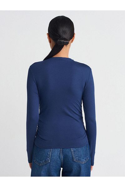 Dilvin 30504 Dilvin Springed Viscose Long Sleeve Top
