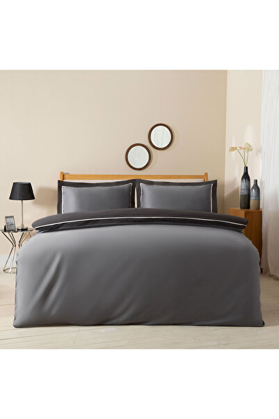 Chakra Alberta Nevresim Seti 230x220 Cm Koyu Grı/antrasıt