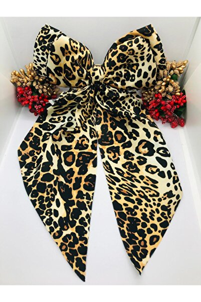 İnDerin Cataramă automată cu model leopard, cu fundă lungă umplută în interior