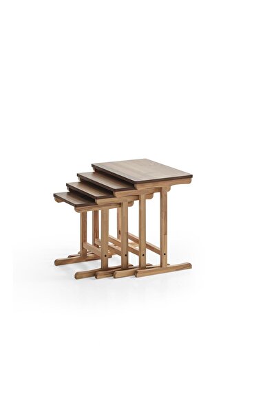 ReHome Walnut Dörtlü Zigon Sehpa |Ceviz | Kayın Sehpa