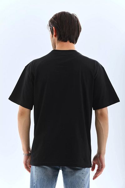 New Shine 1 μπλουζάκι δώρο για αγορές 6 και άνω στο καλάθι - Unisex Oversize μονόχρωμο μπλουζάκι με λαιμόκοψη - μαύρο