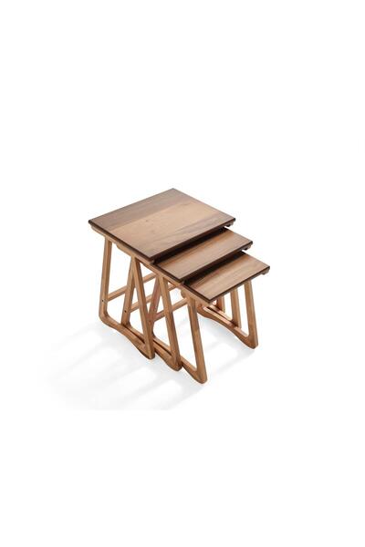 ReHome İstanbul Natural Üçlü Zigon Sehpa |Ceviz | Kayın Sehpa