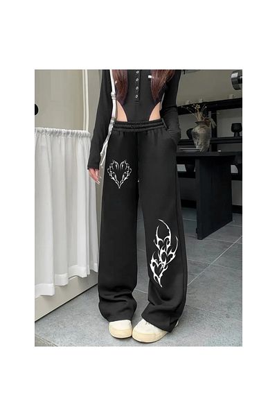 Touz Moda Παντελόνι φούτερ Unisex από χοντρό ύφασμα Gothic Heart με 3 κλωστές