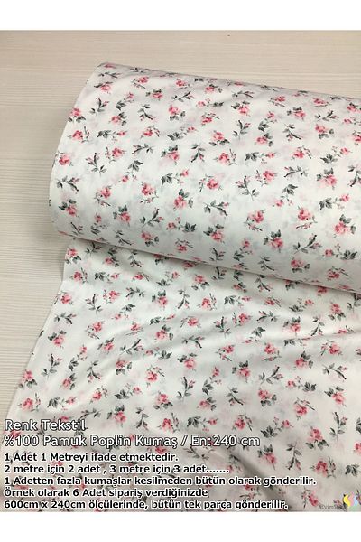 Renk Tekstil Rosella Patterned Poplin Fabric - Φόρεμα - Παπλωματοθήκη - Σεντόνι - Χόμπι