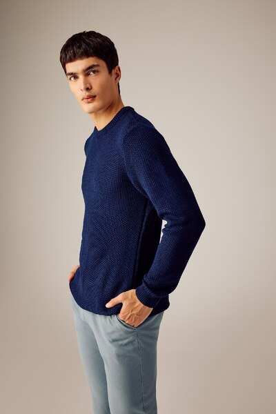 DeFacto Темно-синій светр-пуловер з широкою горловиною X5157az23wn