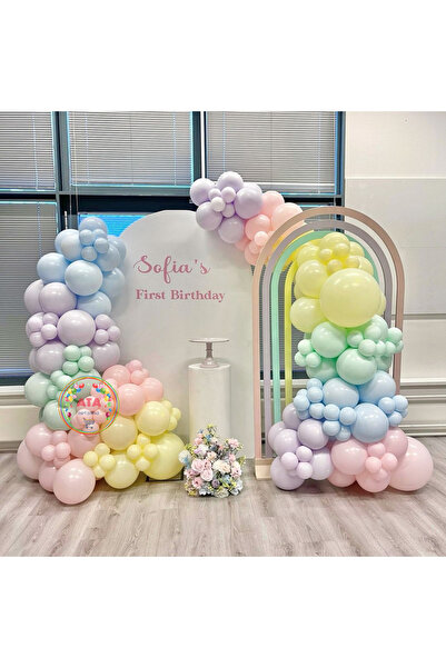 Ata Parti Dünyası ^^ Doğum Günü Konsepti Makaron Set*Sarı*Pembe*Lila*Yeşil*Ma...