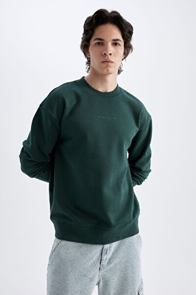 DeFacto Boxy Fit Bisiklet Yaka Baskılı Sweatshirt X8282az24au
