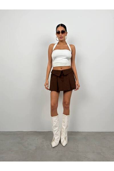 vuvutasarım New Season Women's Waist Fold Crinkle Resistant Pleated Mini Skirt 23W02013