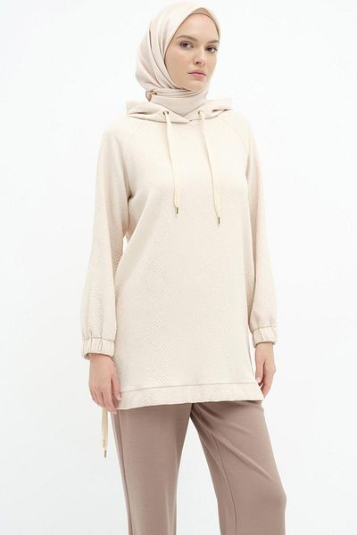 Tuğba Hooded Sweat - Cream