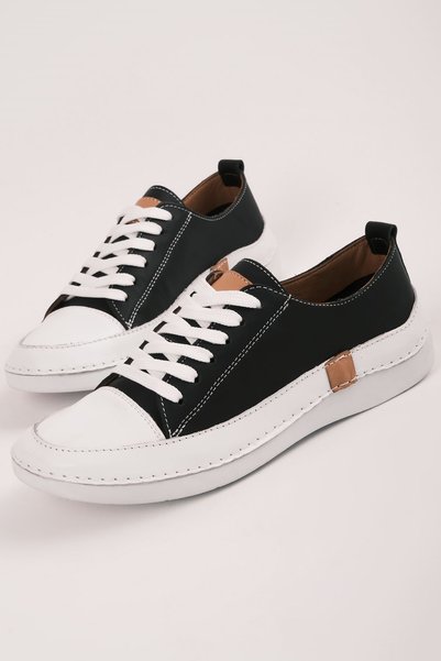 Lal Shoes & Bags Races Women's Genuine Leather Lace-Up Casual Shoes-Black