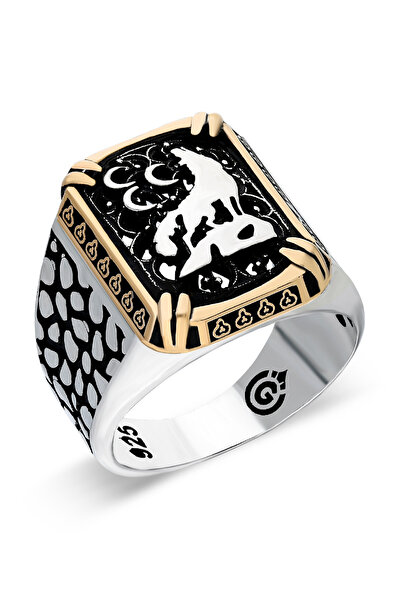 OTTOTESBİH 3 Hilal Bozkurt Yüzük Erkek Yüzük 925 Ayar Gümüş Yüzük