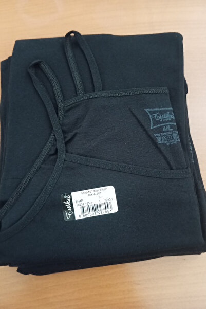 Nana & Mayka Moda Tutku 6-Piece Women's Ribbed 100% Cotton Rope Strap Black Undershirt 0135