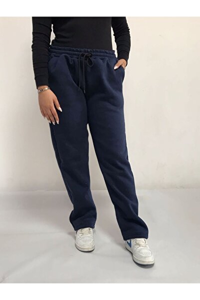 FUNSTYLE Γυναικεία ίσια μπλέ Navy Χειμερινά χοντρά παντελόνια