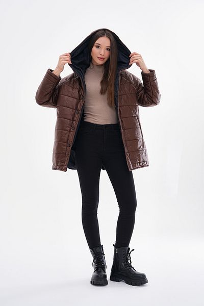 ROBA Water Repellent Suede Quilted Coat with Hood and Flota Pocket Rbw-350