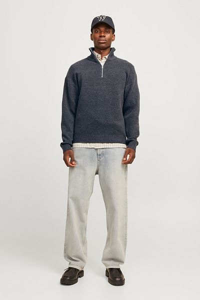 Jack & Jones Ανδρικό πουλόβερ Jorollie - Μάλλινο μείγμα, χαλαρή εφαρμογή, γιακάς με βάση 12241817