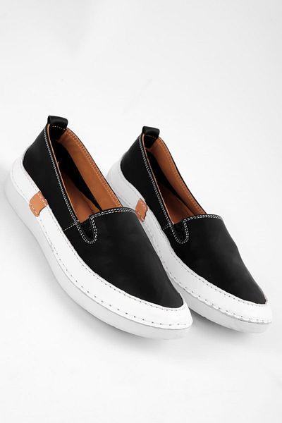 Lal Shoes & Bags Balerini de damă negri din piele naturală - detaliu din cauciuc