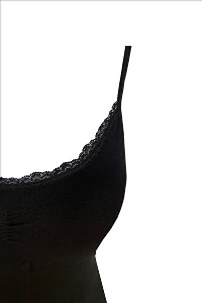 ERDEM İÇ GİYİM Erdem Black Lacy Padded Seamless Undershirt 602