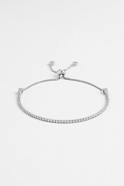 So CHIC... Su Yolu 18 Ayar Beyaz Altın Kaplama Gümüş Ayarlanabilir Bileklik