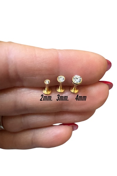 Bylin Cerrahi Çelik Nokta Zirkon Taşlı Piercing -Bar Boyu 8 Mm- 1 Adet