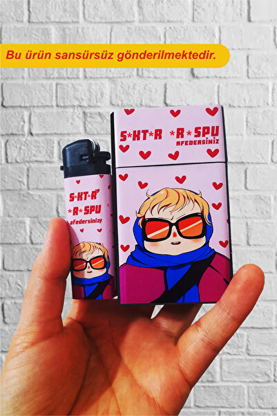 SARANG Tabaka 2'li Afederseniz Teyze Standart Sigara Kutusu ve Çakmak Seti