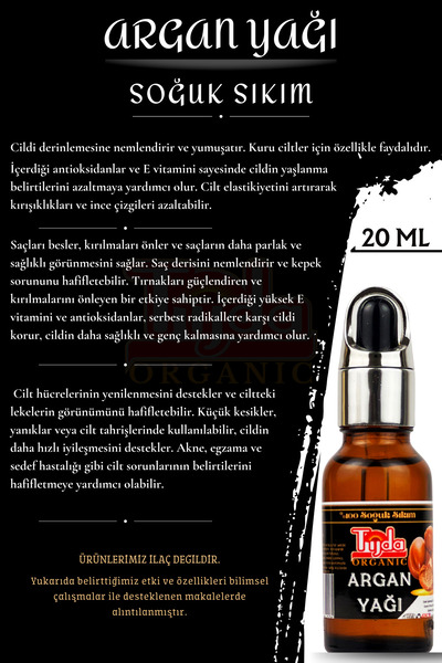 TİJDA Argan Oil 100% Cold Pressed 20ml (Argan Oil)