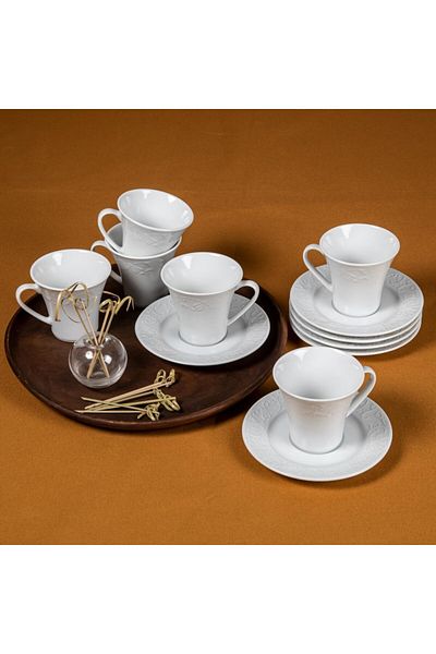 Güral Porselen Güral Porcelain Spring Branch Turkish Coffee Suit for 6 People
