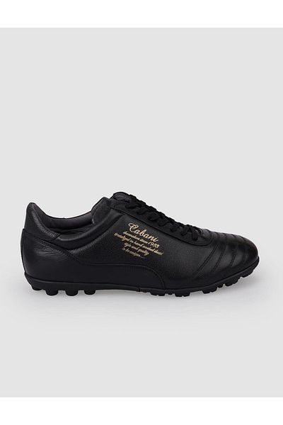 Cabani 100% Genuine Leather Black Lace-Up Men's Astroturf Field Shoes