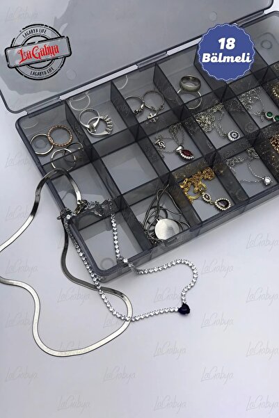 Online Kapında LEON LİFE 1 Adet 18 Bölmeli Lüks Takı Organizer Ilaç Boncuk Küpe Kolye Yüzük Toka Kutusu