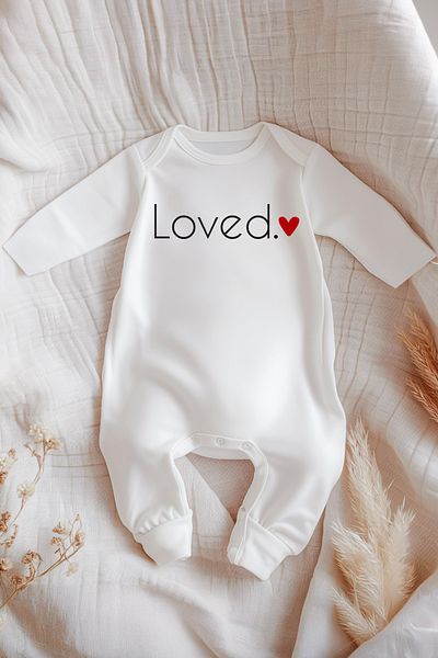 Astral Baby Valentine's Day Themed 100% Cotton Long Sleeve Baby Romper - Red Heart