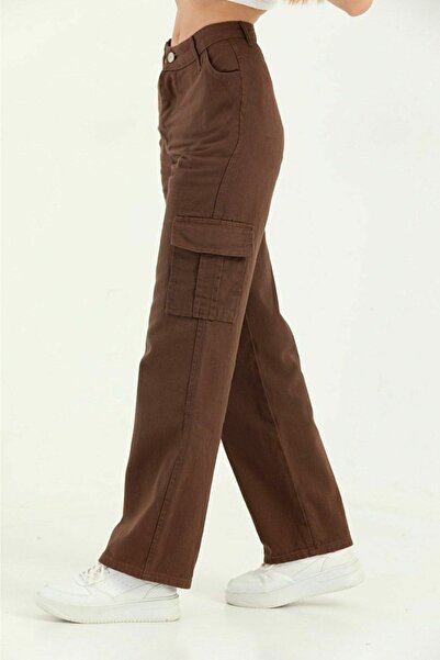 BROSERER Pasifik Visok struk Kargo džep li Jeans Smeđe Kargo džep Denim Jeans